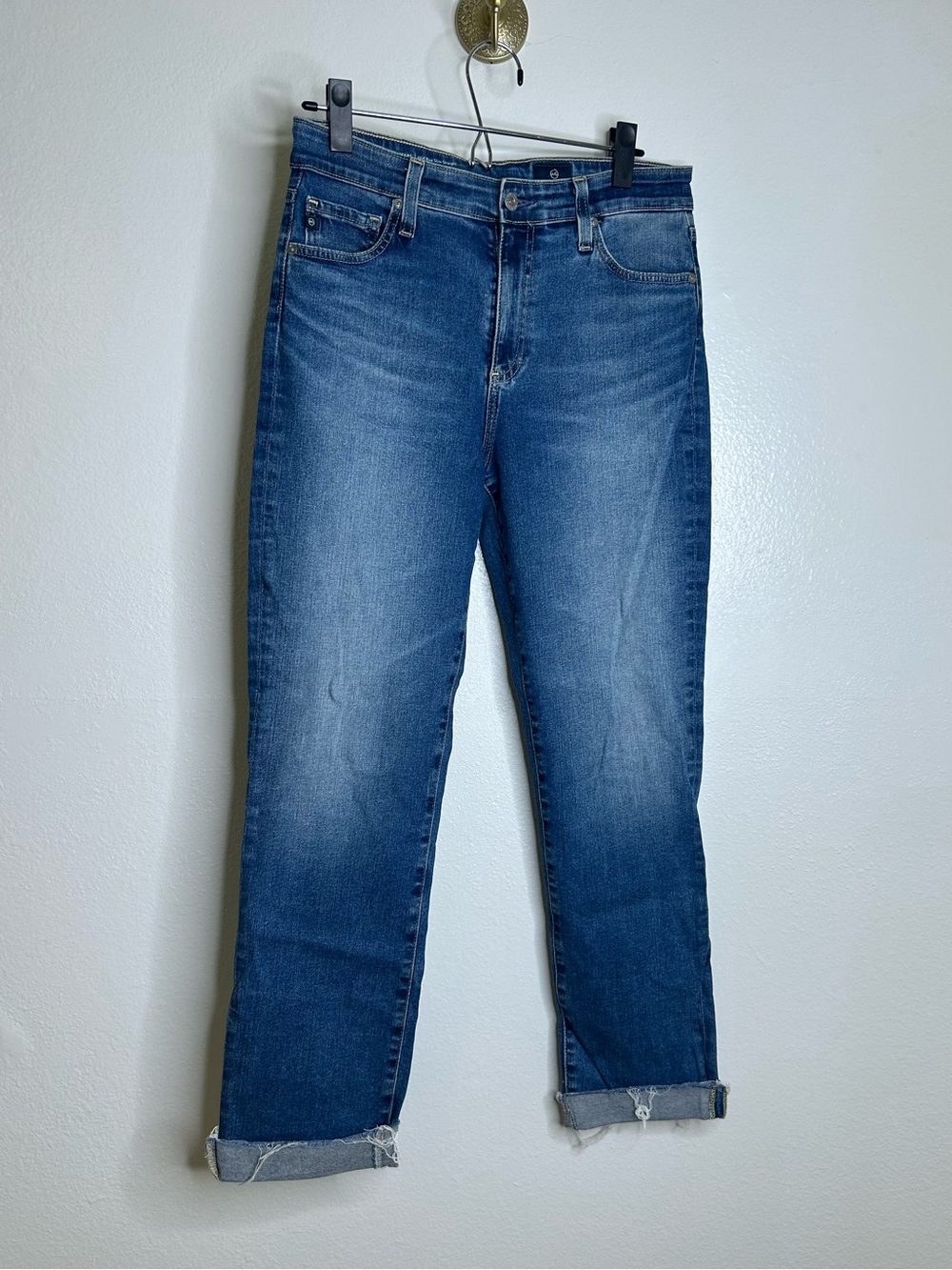 AG Mari Mid Rise Slim Straight Leg Jean Japenese Denim Medium Wash Size 28